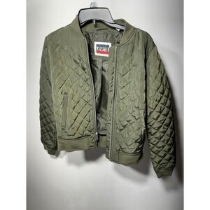 Levi's Diamond Quilted Bomber Jacket Women's Size S Olive Green